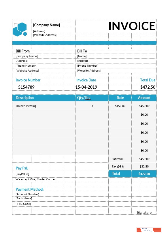 Educational Consultant Invoice Template PSD template